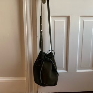 Mansur Gavriel suede mini bucket bag, dark green